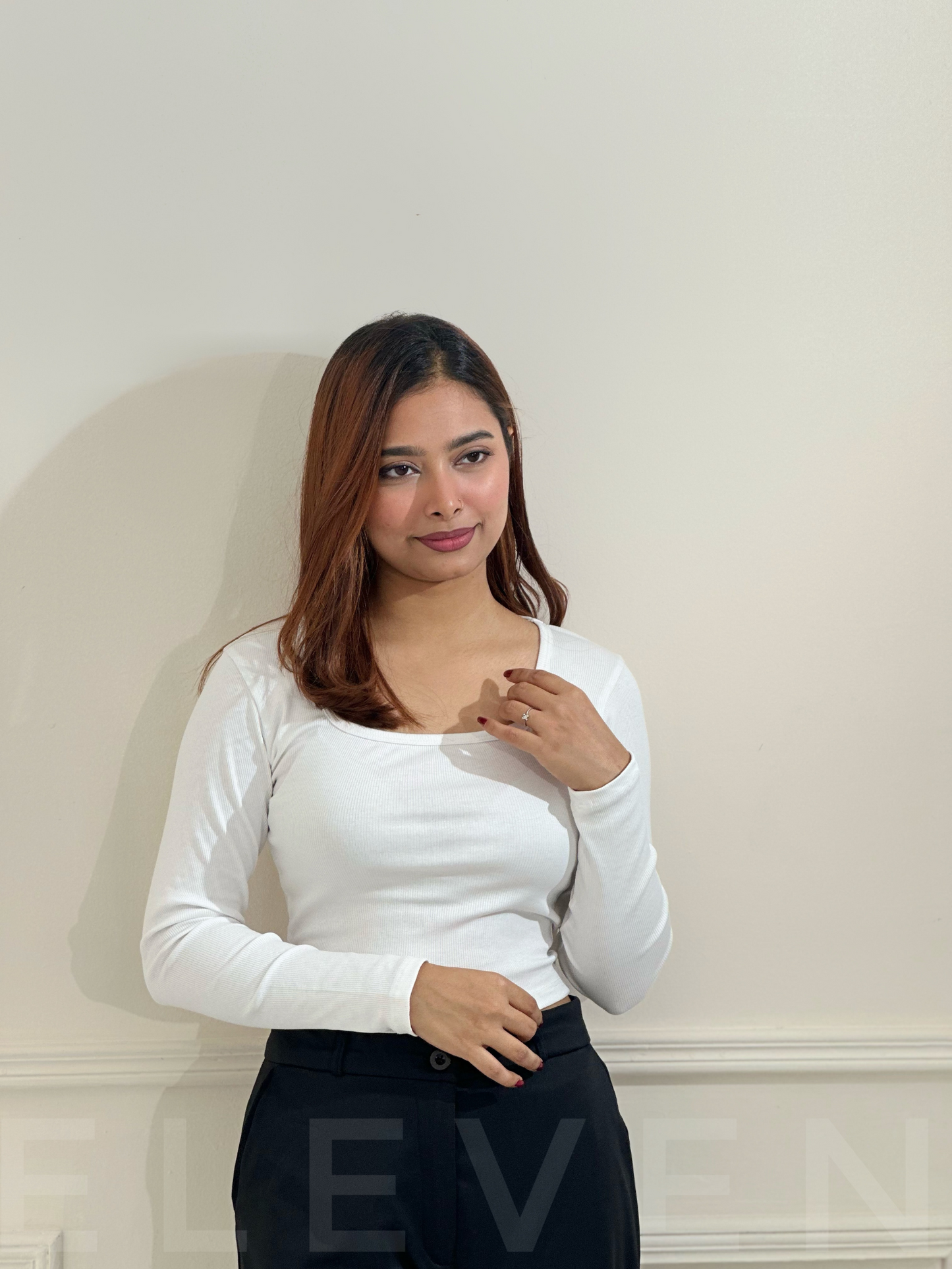 Maroon Square Neck Full Sleeve Top