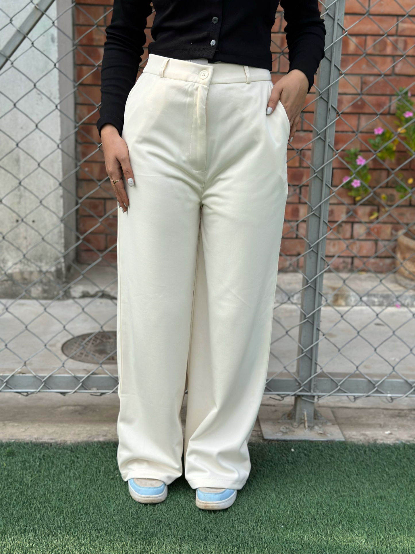 Off-White High Waist Wide Leg Pant