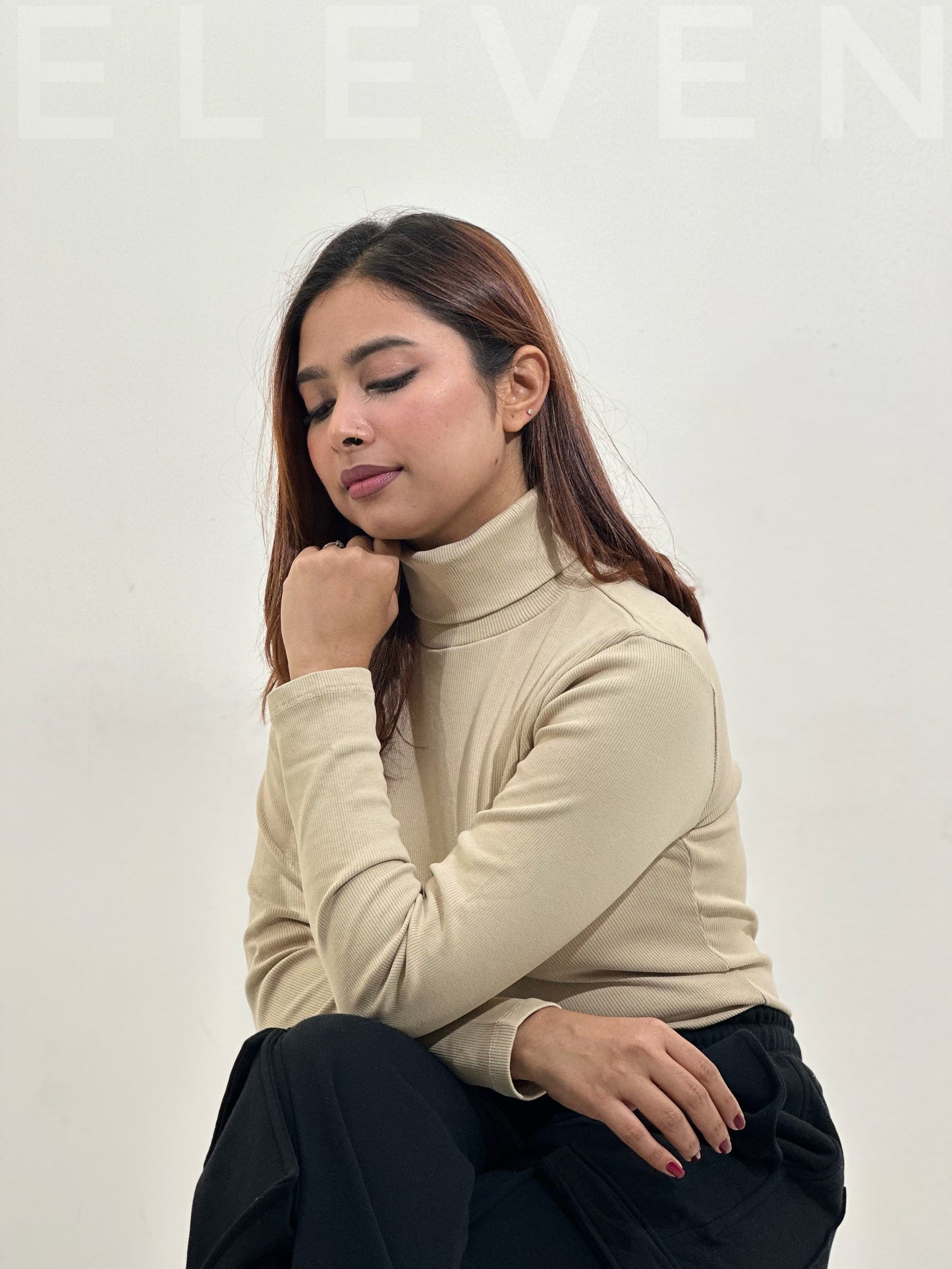 Beige Turtle Neck