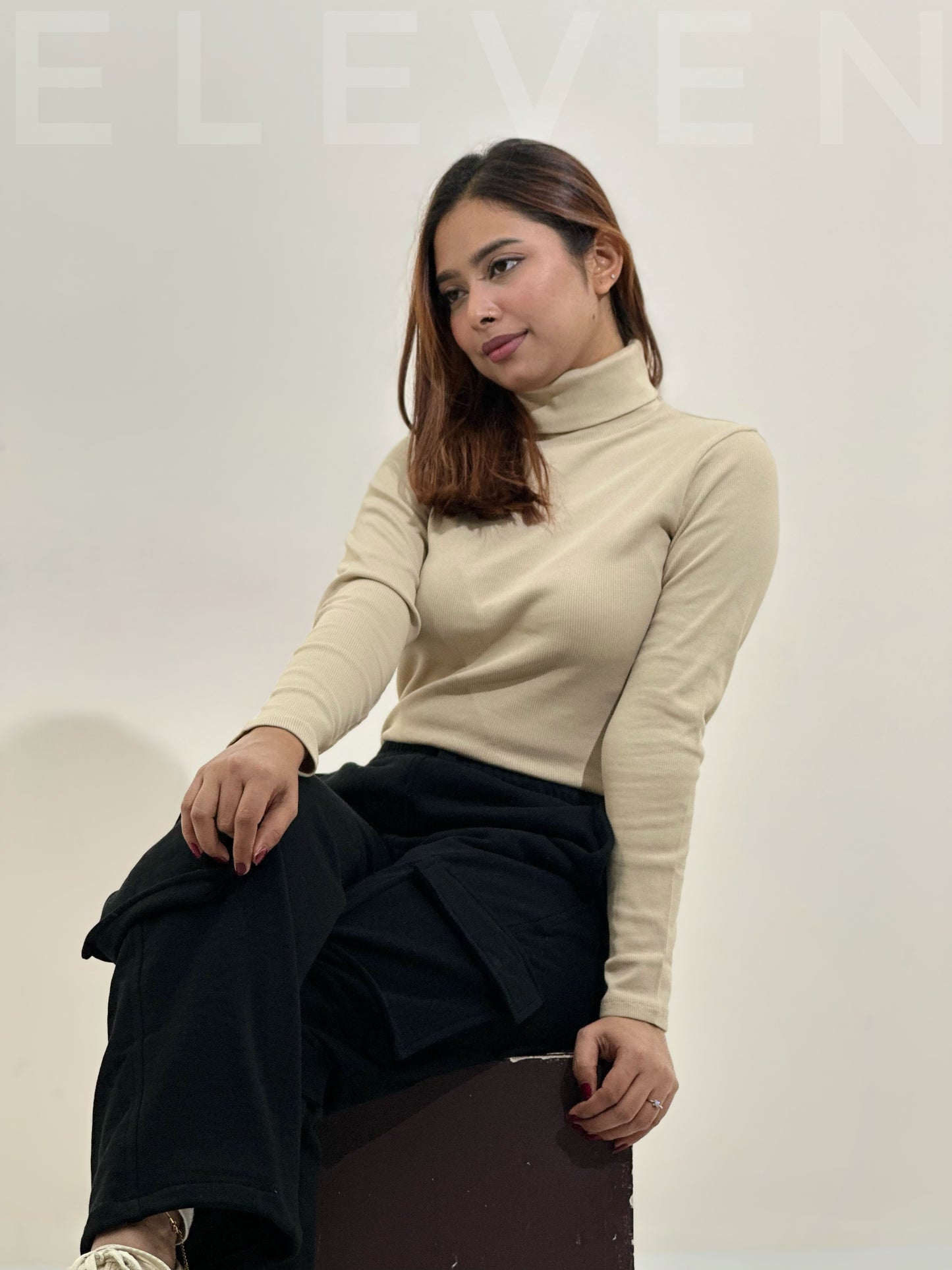 Beige Turtle Neck